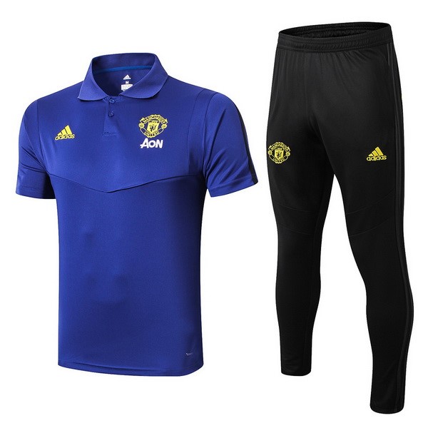 Polo Manchester United Komplett Set 2019-20 Blau Gelb Schwarz Fussballtrikots Günstig